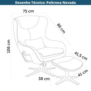 5 Poltrona de Massagem Nevada Rivatti Estofado PU Fendi Base Aco Preto c_ Apoio para Pes c_ Controle Desenho Tecnico